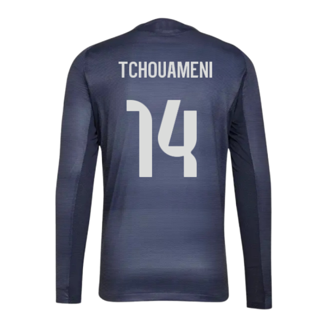 Premium 2025-2026 Real Madrid Long Sleeve Away Shirt (Tchouameni 14)