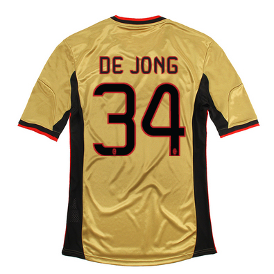 Authentic 13-14 AC Milan 34 De Jong Away Golden Jersey Shirt