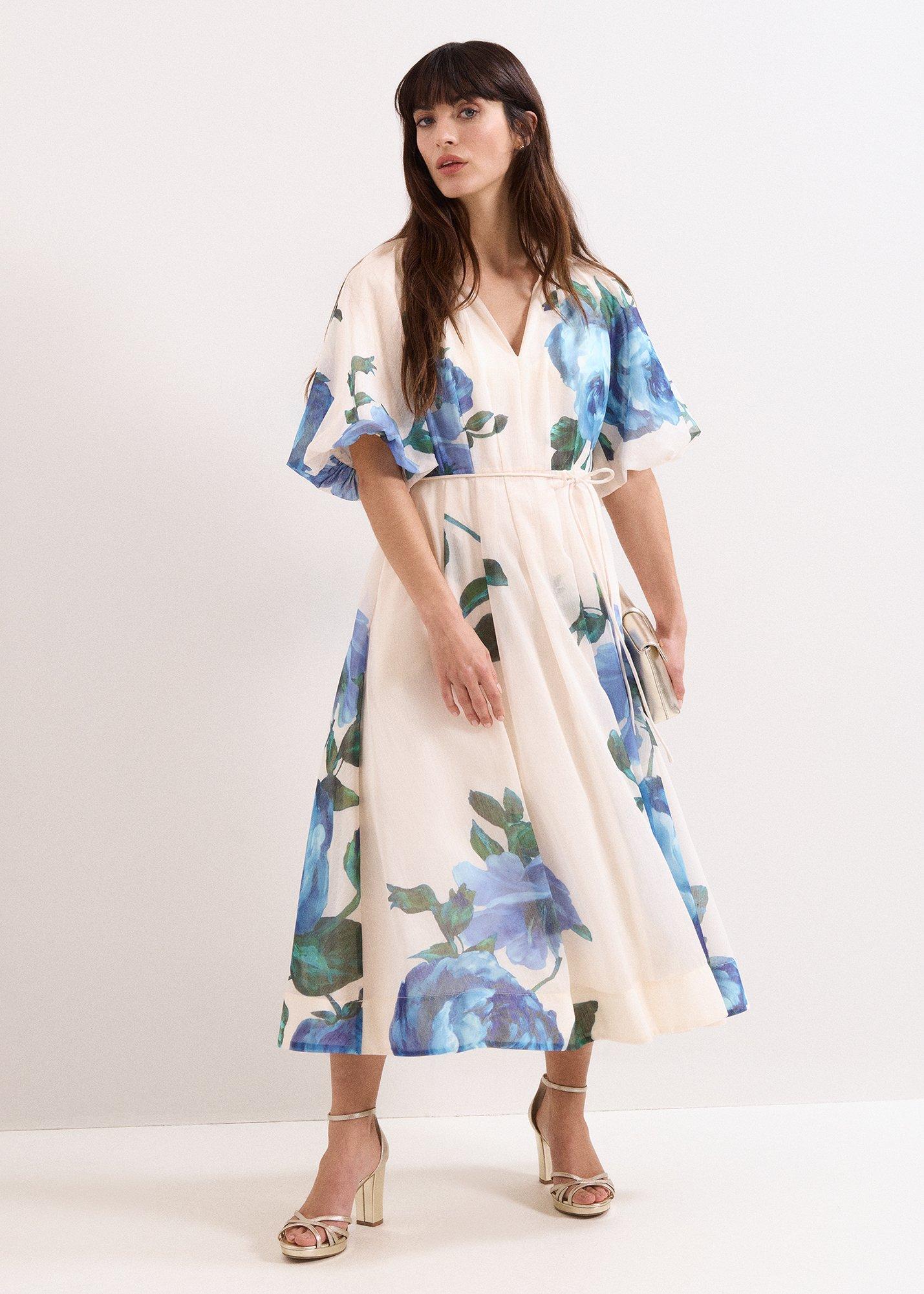 Petite Adeline Cream Floral Midi Dress
