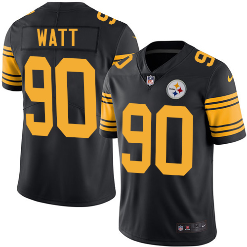 Authentic NFL Steelers #90 T. J. Watt Black Limited Jersey - Fan Ap...