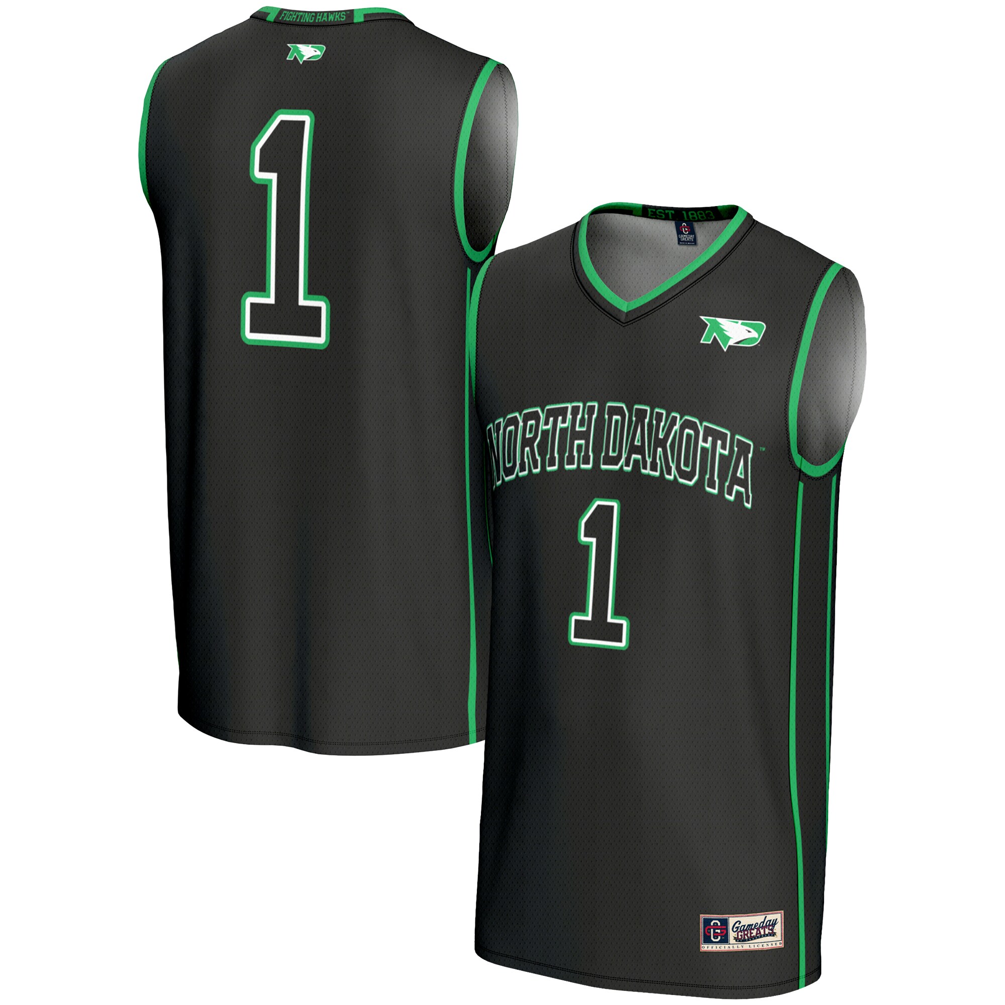 [NJP] North Dakota GameDay Greats Youth Lightweight Basketball Fashion Jersey - Black