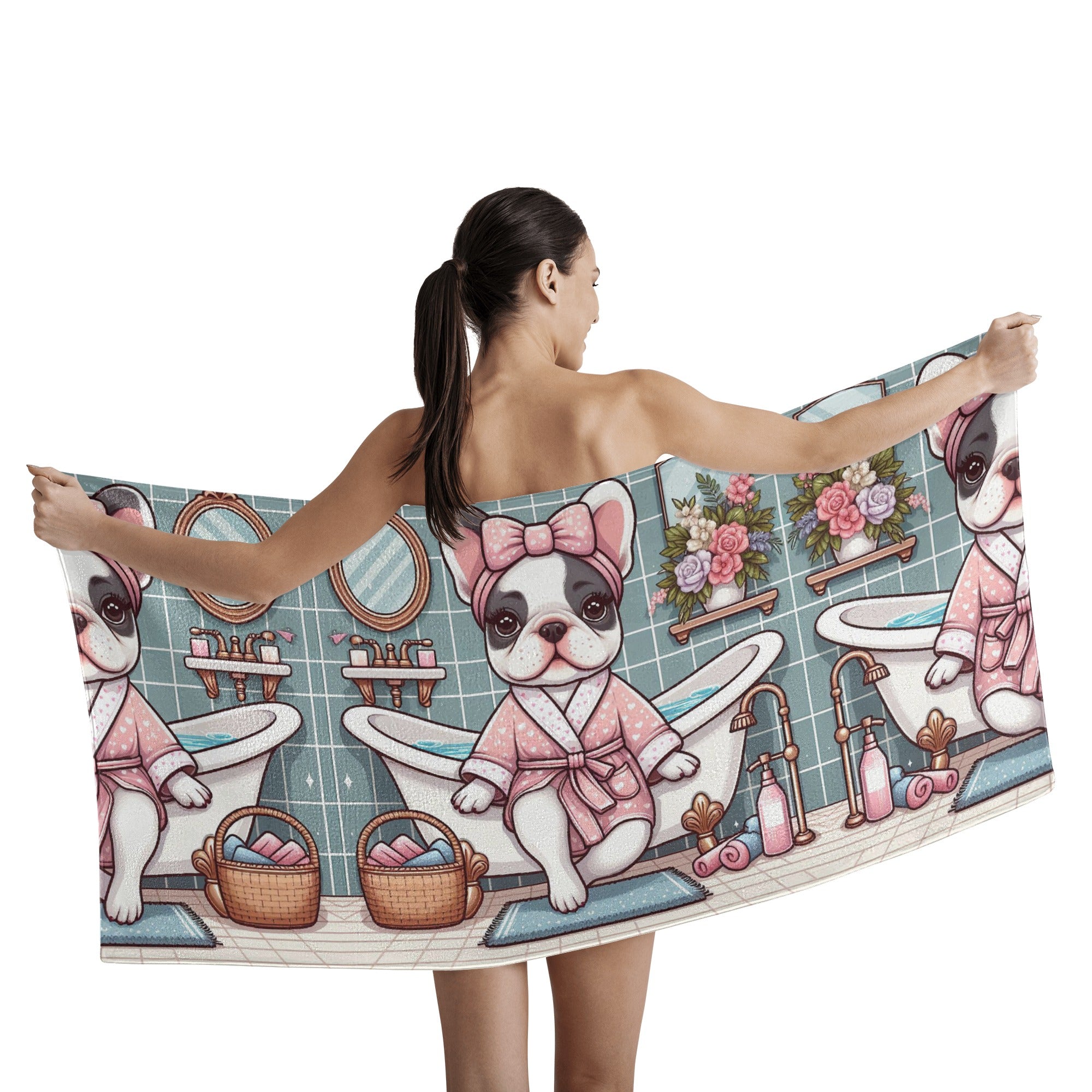 Frenchie Lady - Premium Bath Towel Indoor Use | Breed-optimized