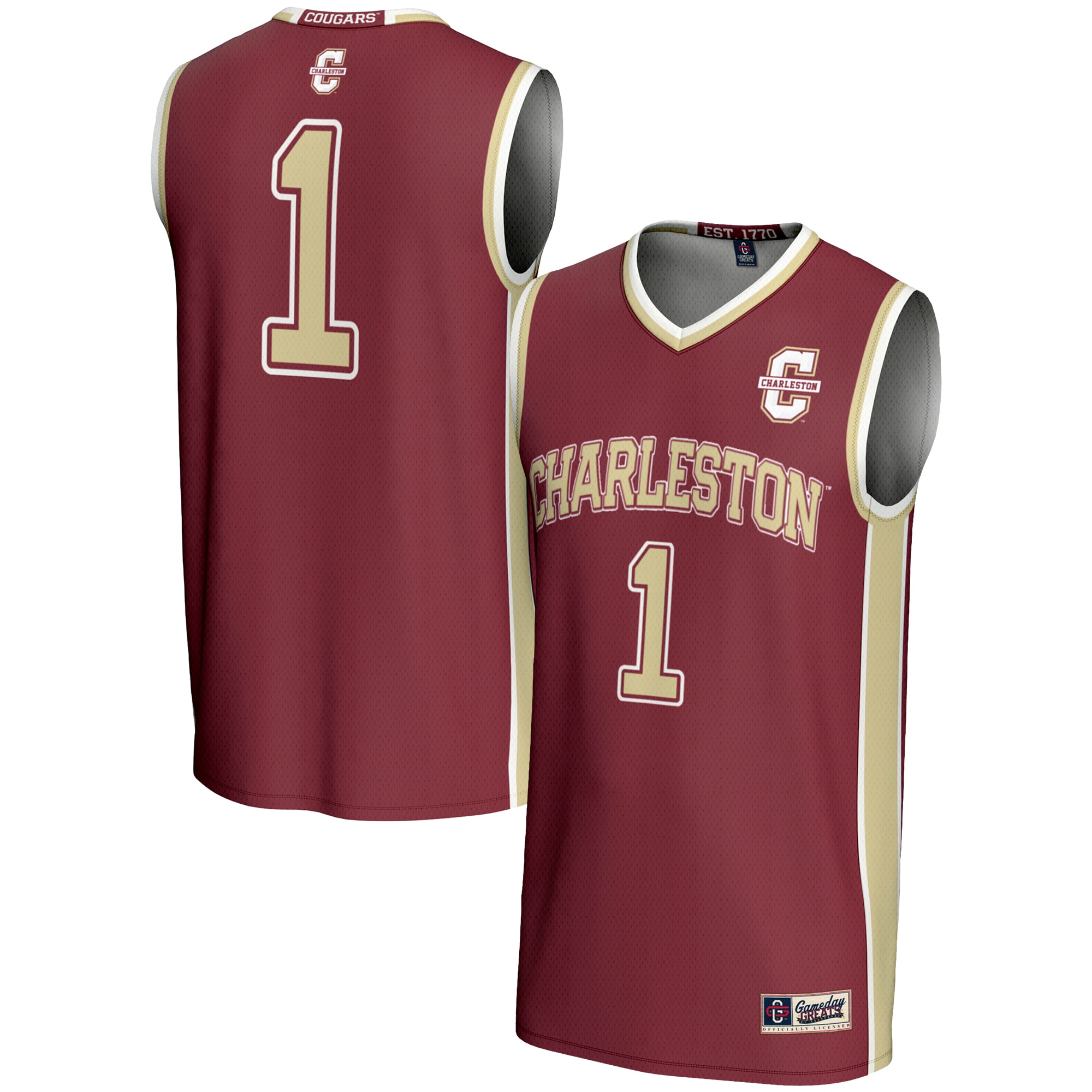 [NJP] Women's Charleston Cougars GameDay Greats #1 Basketball Jersey - Maroon