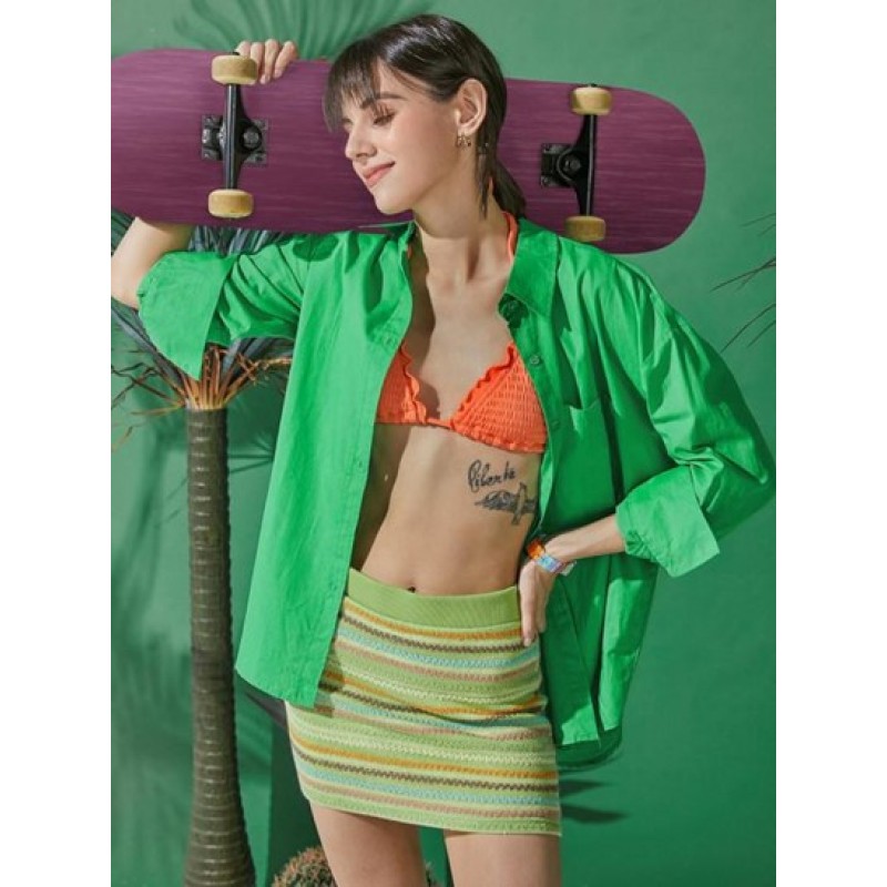 Pocket Drop Shoulder Plain Shirt RC8526