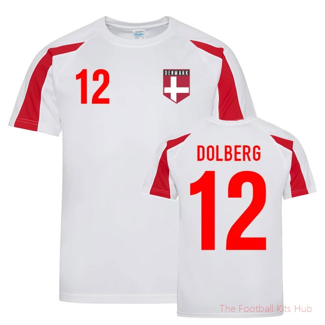 Kasper Dolberg Denmark Sports Training Jersey (White-Red)
