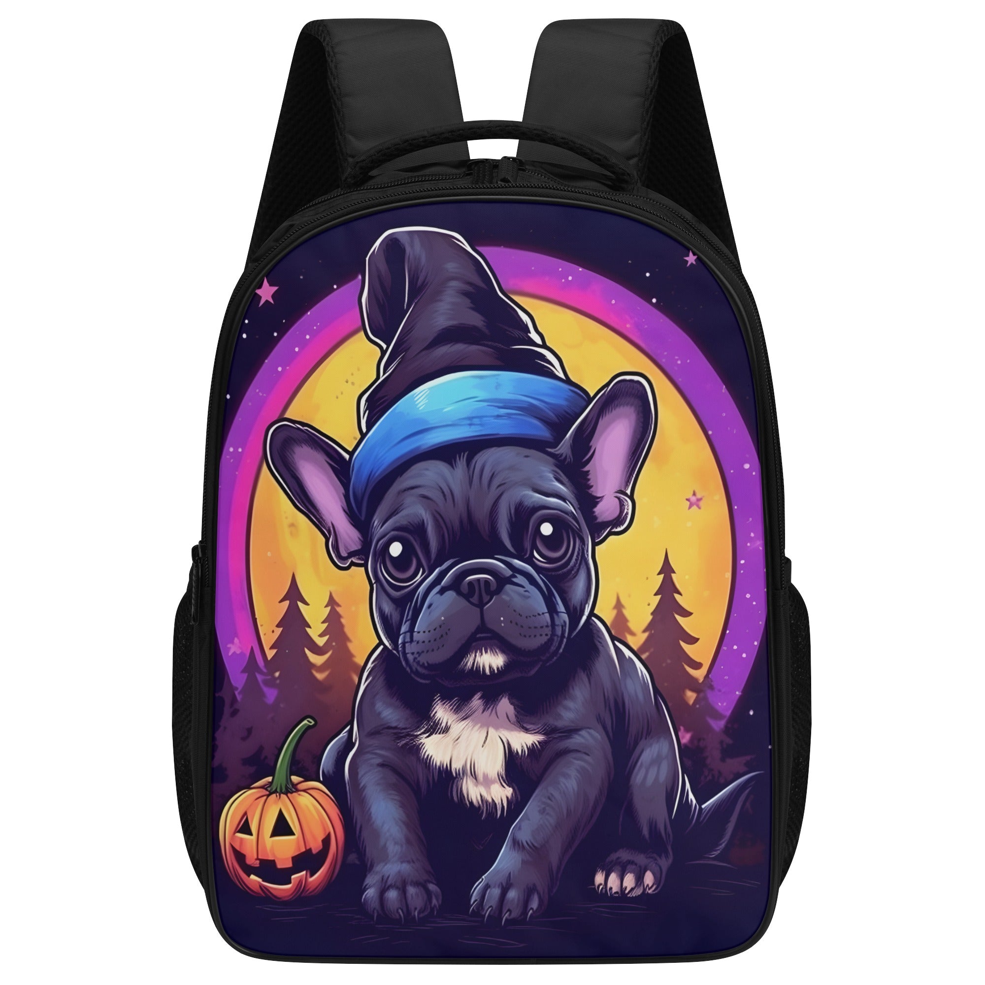 French Bulldog Lover The Magician 16 Inch Dual Compartmen Backpack Cute Wall Art