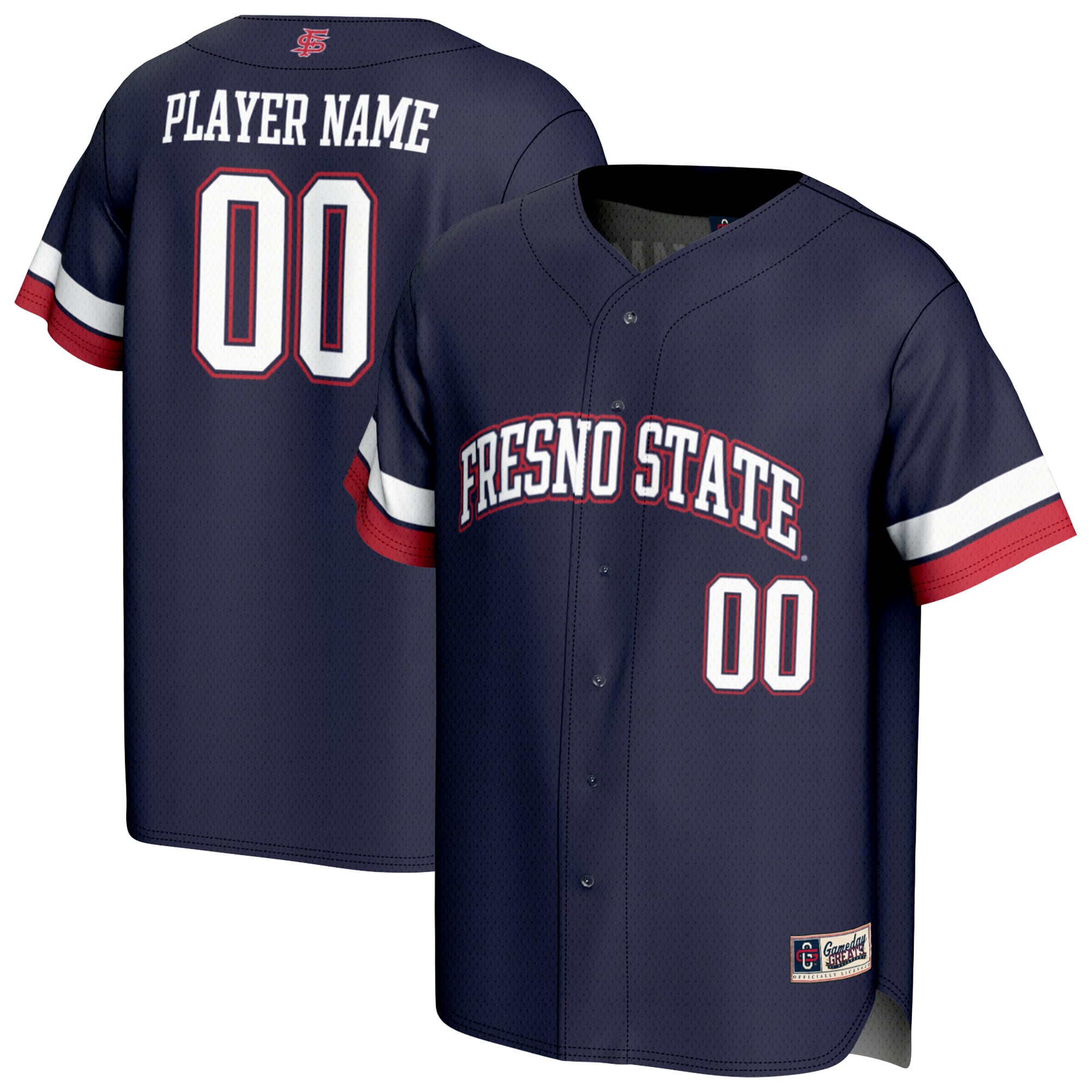 Fresno State Bulldogs GameDay Greats Unisex NIL Pick-A-Player Lightweight Baseball Jersey - Navy