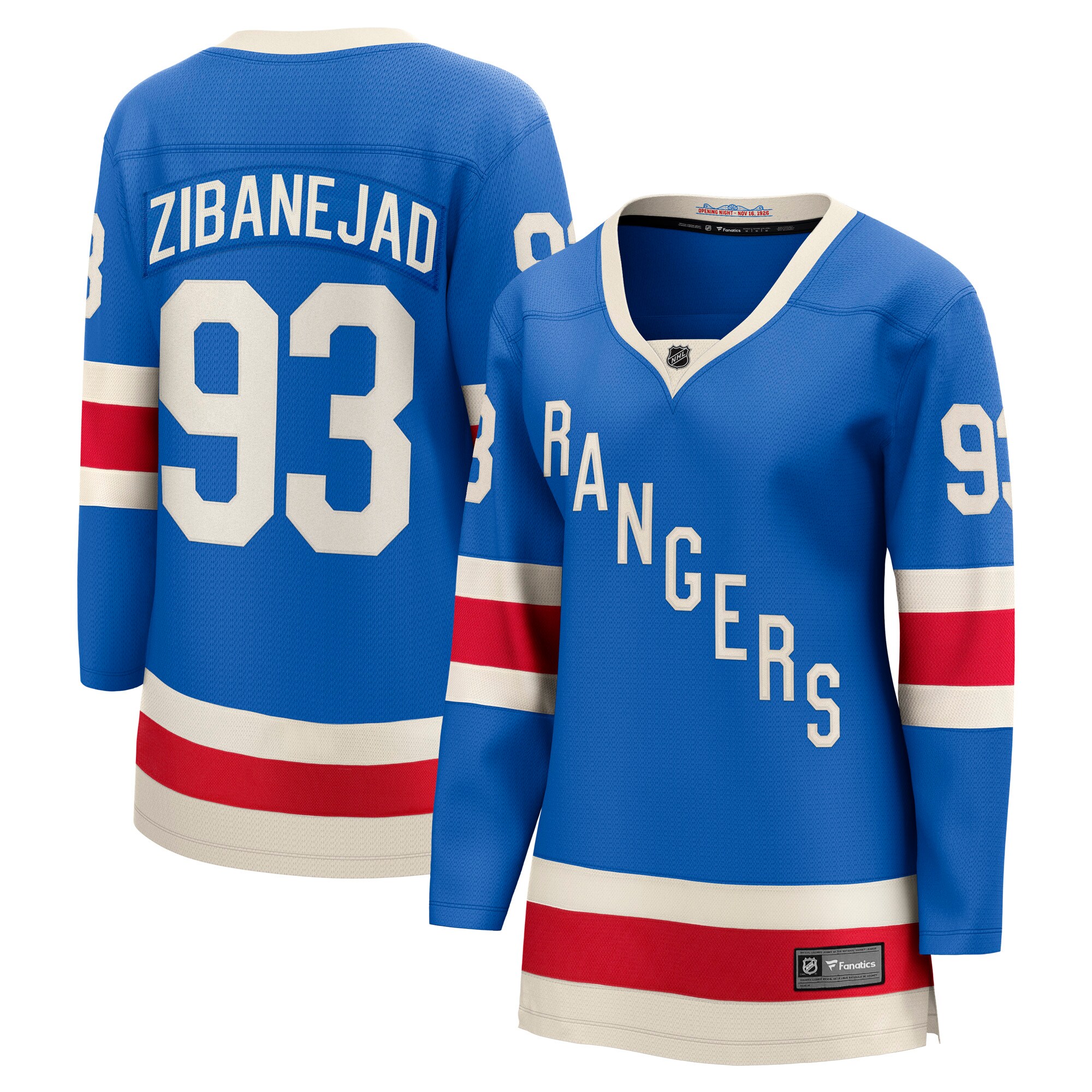 [LK] Mika Zibanejad New York Rangers Women's Centennial Breakaway Jersey - Blue