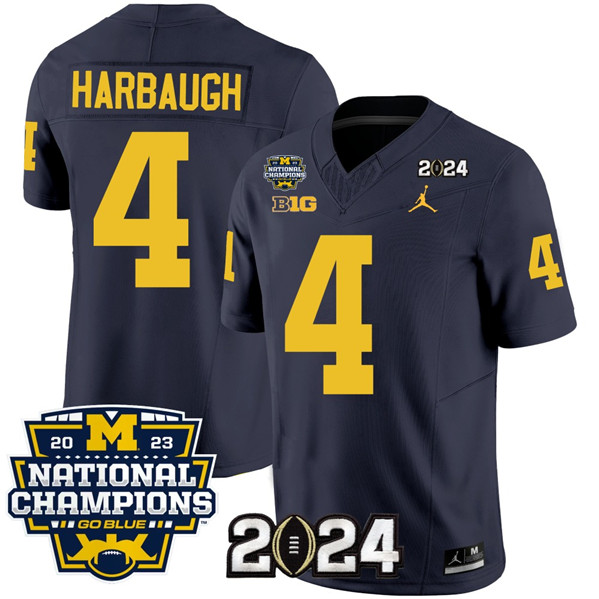 Men's UM Wolverines Game 2024 embroidered Jim Harbaugh #4 home jersey