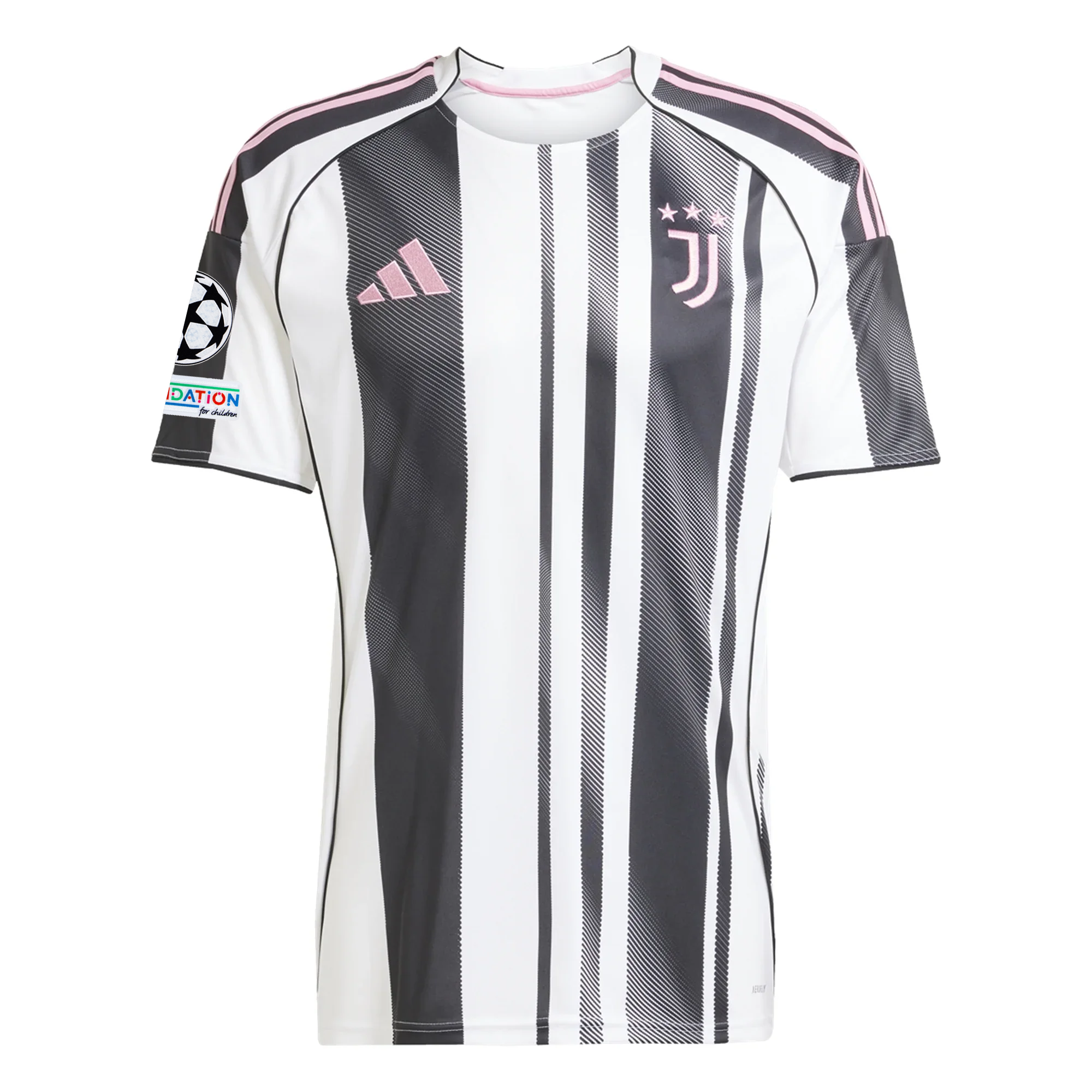 Juventus Weston McKennie Home Jersey 25/26 Champions League White Black Pink