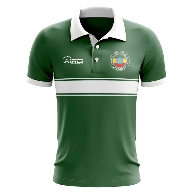 World-Class Top-Tier Ethiopia Concept Stripe Polo Shirt (Green)