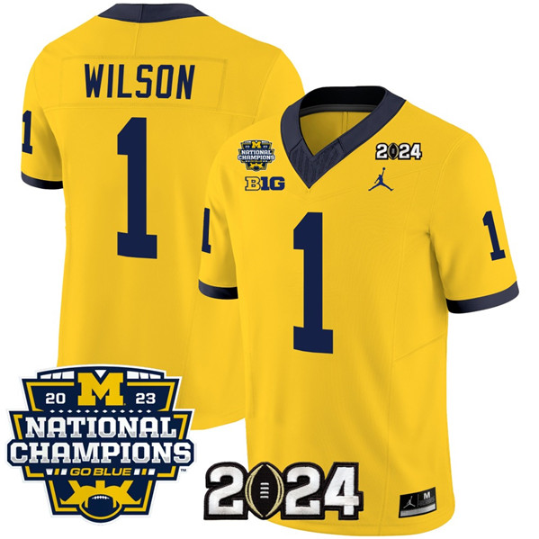 Men's Michigan UM Yellow 2024 embroidered Roman Wilson #1 high
