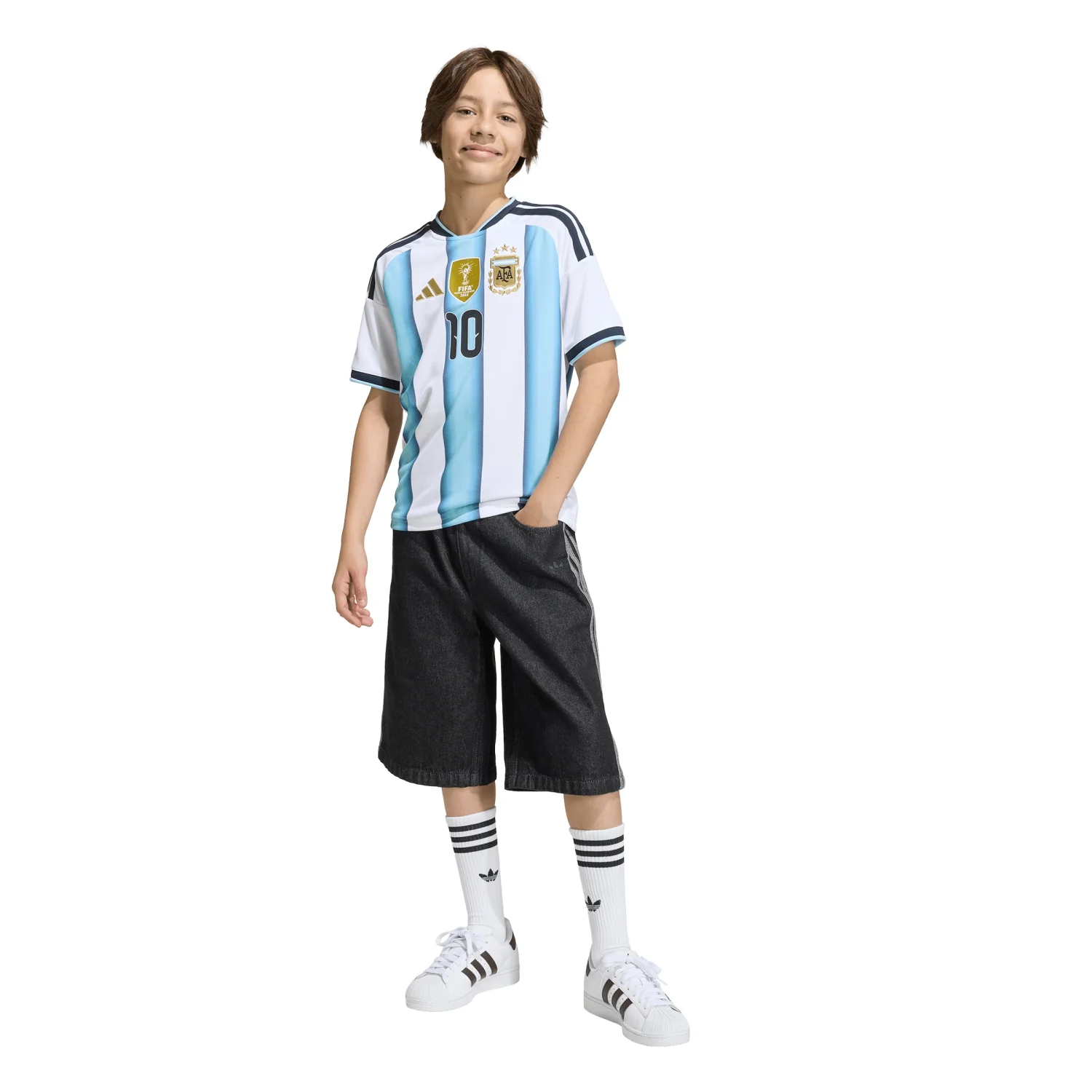Argentina 2026 Messi Home Jersey - Youth | Climacool Football Shirt Kids World Champion Kit