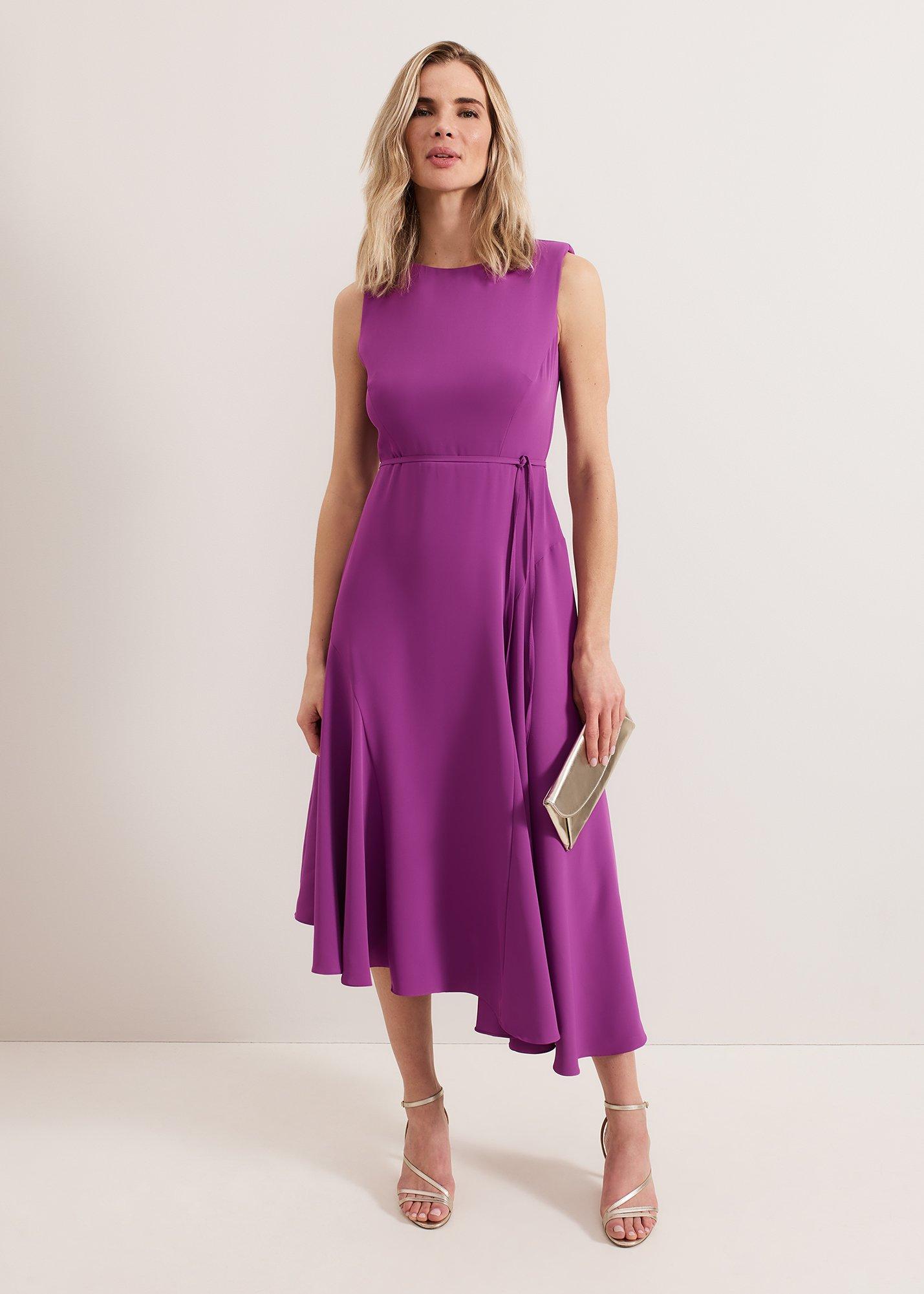 Maya Plain Asymmetric Midi Dress