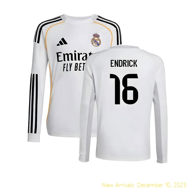 2025-2026 Real Madrid Long Sleeve RM High-Quality Home Shirt (Kid 77