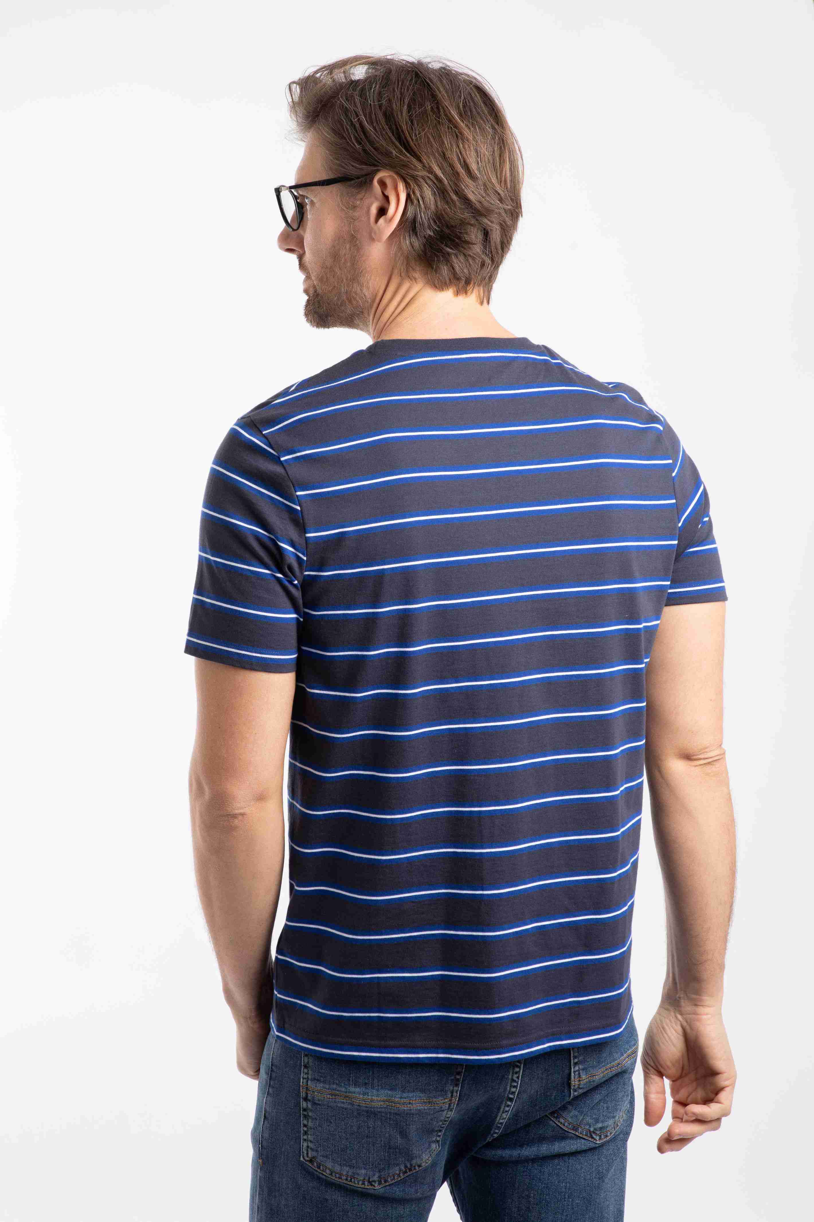 Finn Striped Branded T-Shirt Mazarine Blue