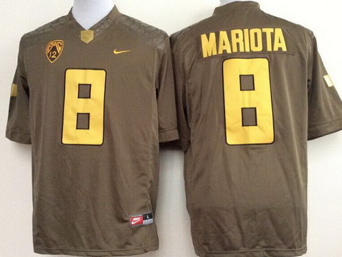 Men's None Brown 2014 home jersey Marcus Mariota #8 performance Jersey