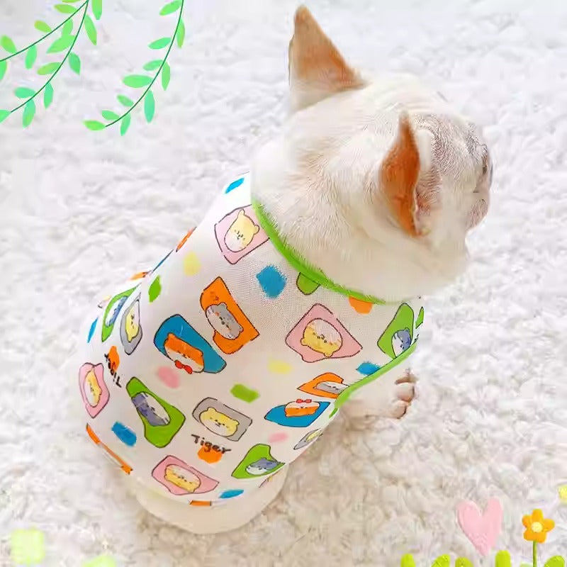 Street-Ready Tailtoon Frenchie Summer Cartoon Vest – Lightweight Brea...