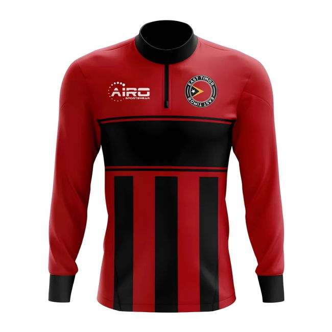 Soccer East Timor Concept Football Half Zip Midlayer Top (Red-Black)