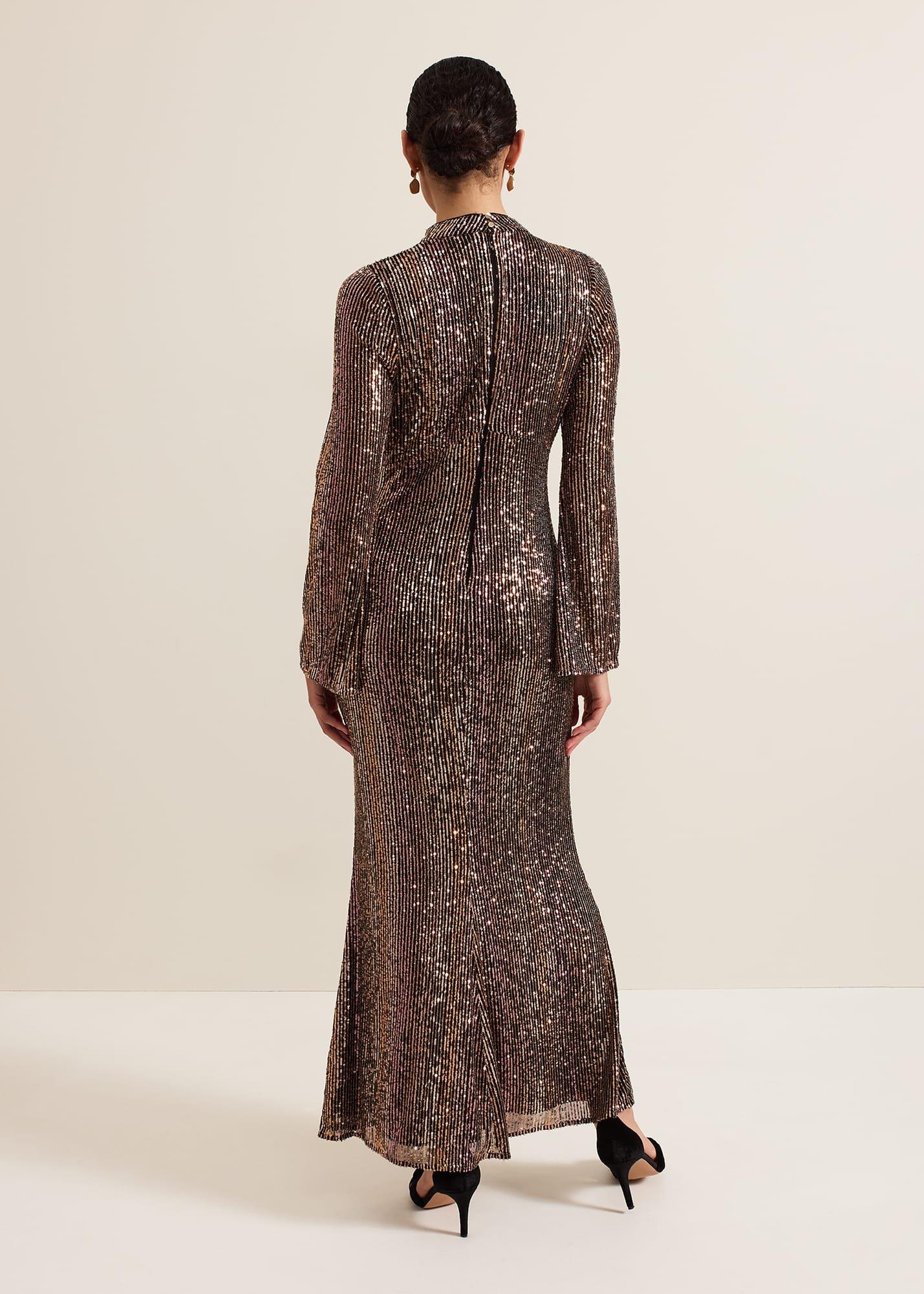 Renila Sequin Long Sleeved Maxi Dress