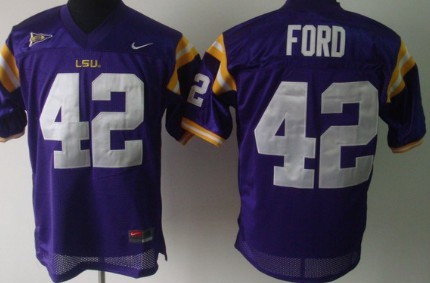 Men's LSU Tigers LA Michael Ford #42 official licensed Purple 2024
