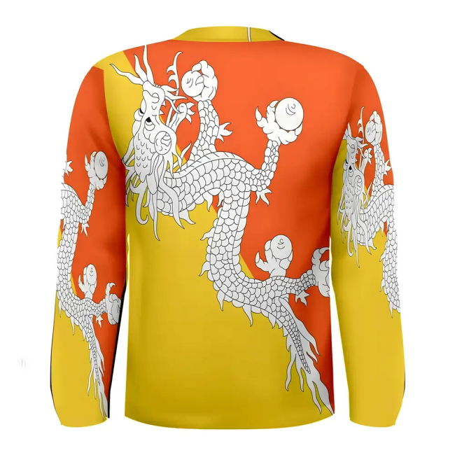 Top-Tier Tournament-Edition Bhutan Flag Long Sleeve Sublimated Sports