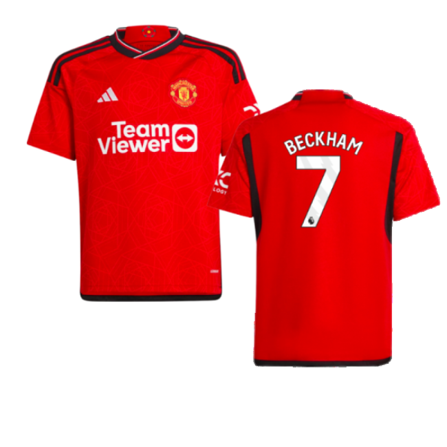 2023-20 Man Utd Nike Home Football Jersey Beckham 7 M S Kids