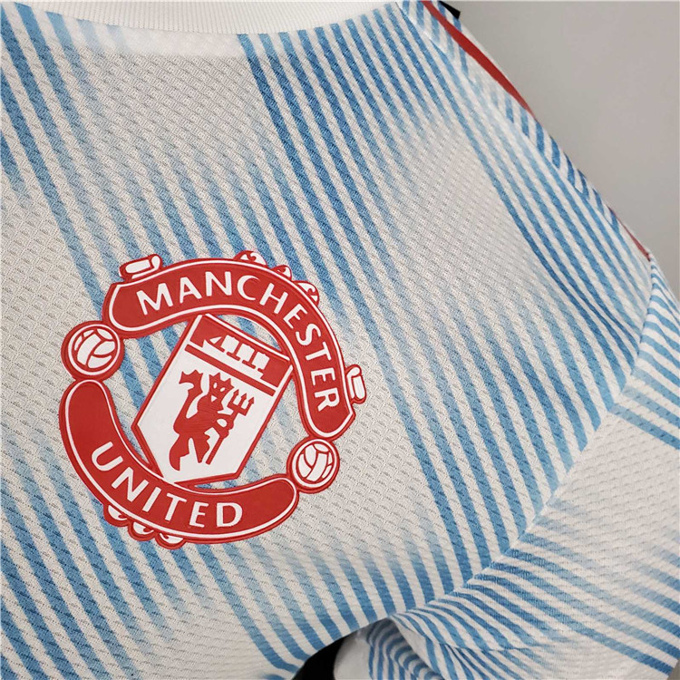 Breathable Man Utd Manchester United 21-22 Away Light Blue Soccer
