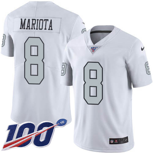 Authentic NFL Oakland Raiders #8 Marcus Mariota White Limited Jersey