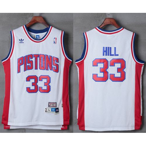 Detroit Pistons #33 Grant Hill White Hardwood Classics Stitched NBA Jersey Mens
