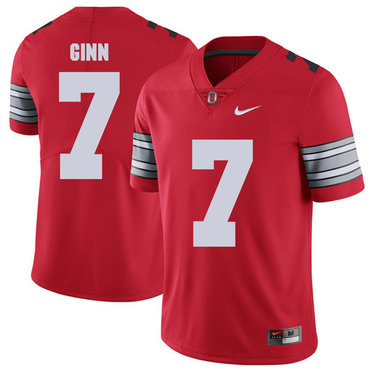 Men's OSU Buckeyes Red 2018 stitched Ted Ginn #7 moisture wicking