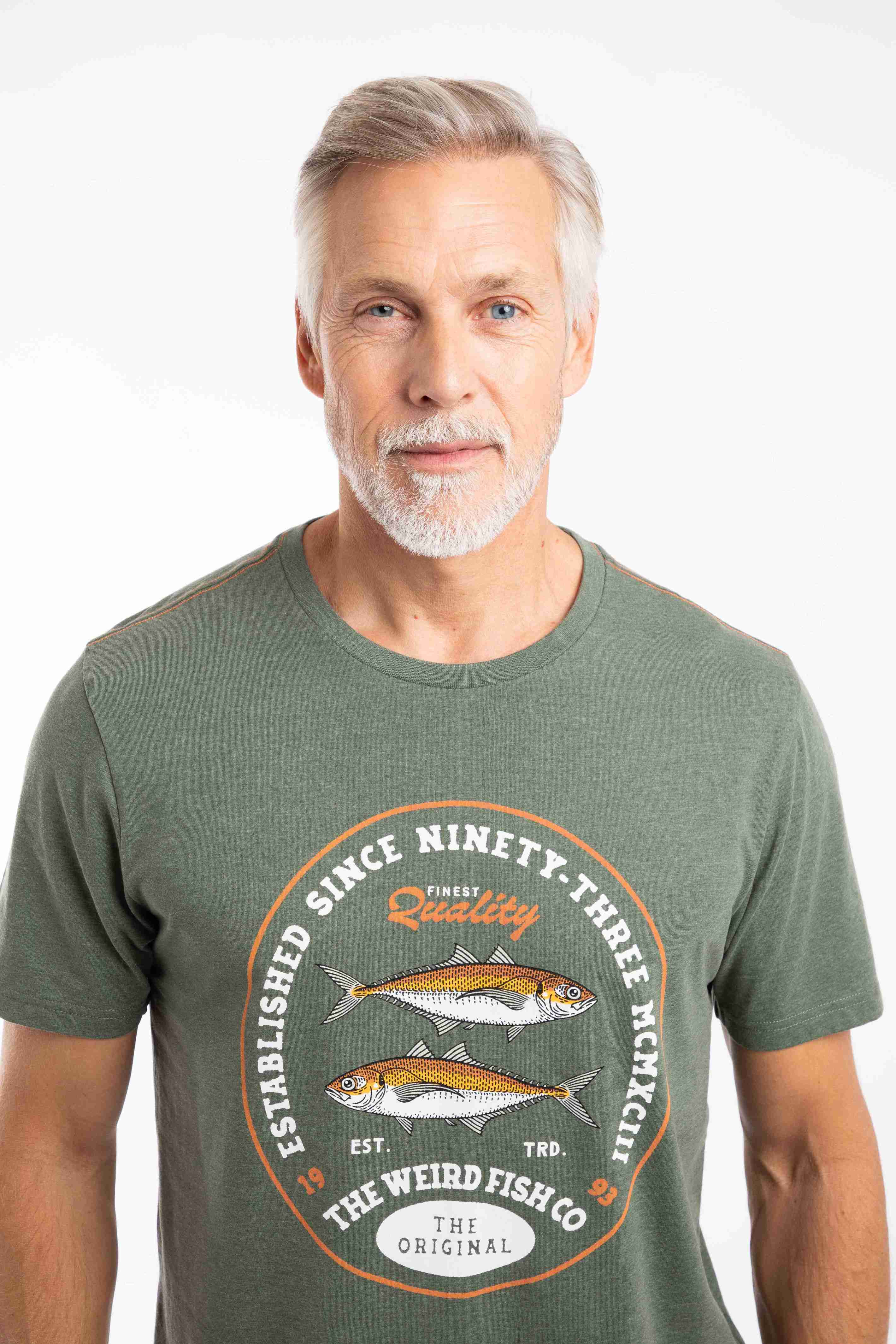 Fish Stamp Front Print Graphic T-Shirt Basil