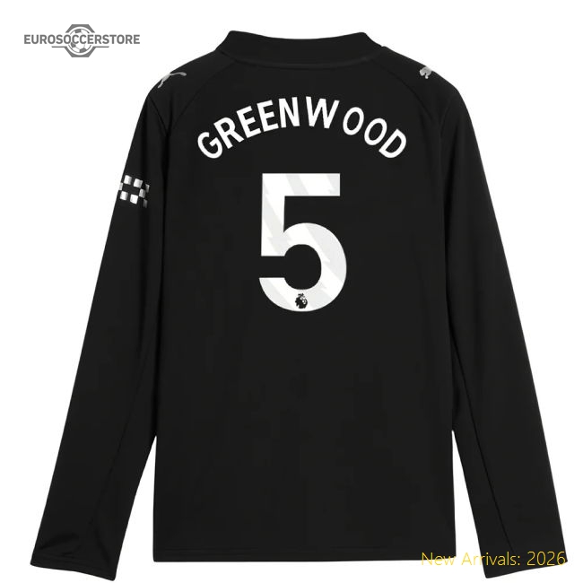 Premium 2025-2026 Man City Long Sleeve Away Shirt (kids) (greenwood