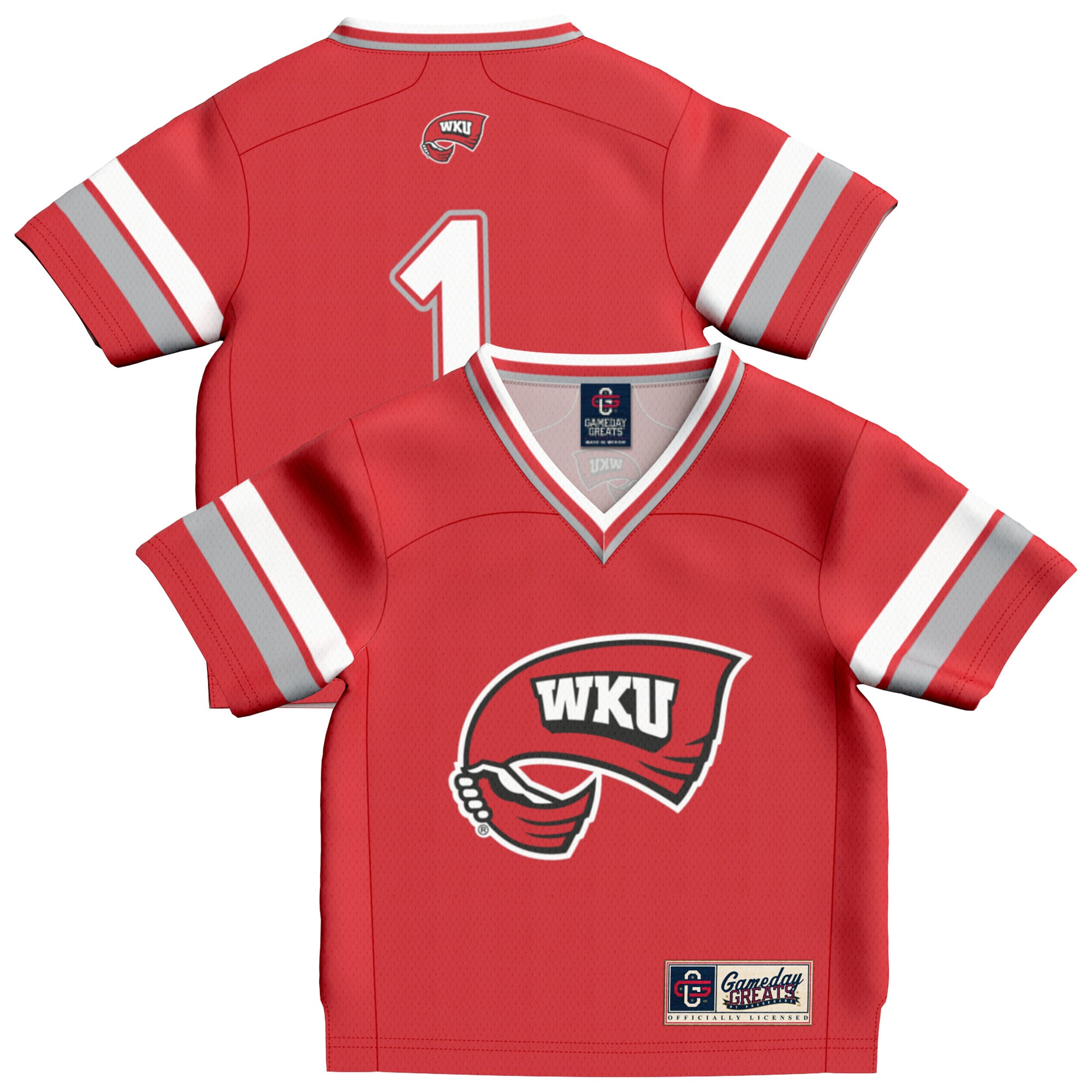 Toddler #1 Red Western Kentucky Hilltoppers Lightweight Collegiate Football Fashion Jersey