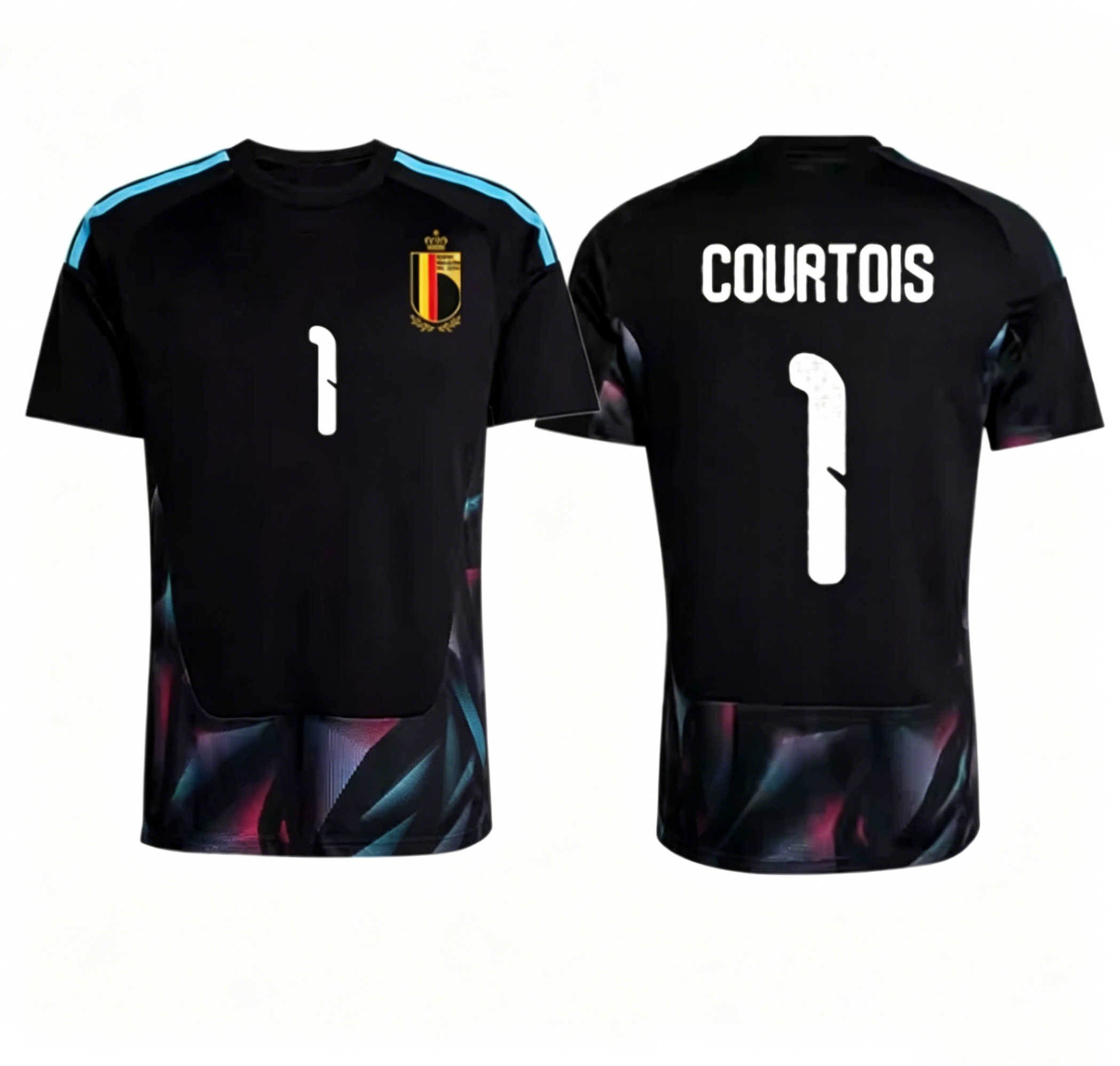 [FSOUK] Belgium Thibaut Courtois 1 Black Short Sleeve Home Goalkeeper Jersey Women 2026 World Cup
