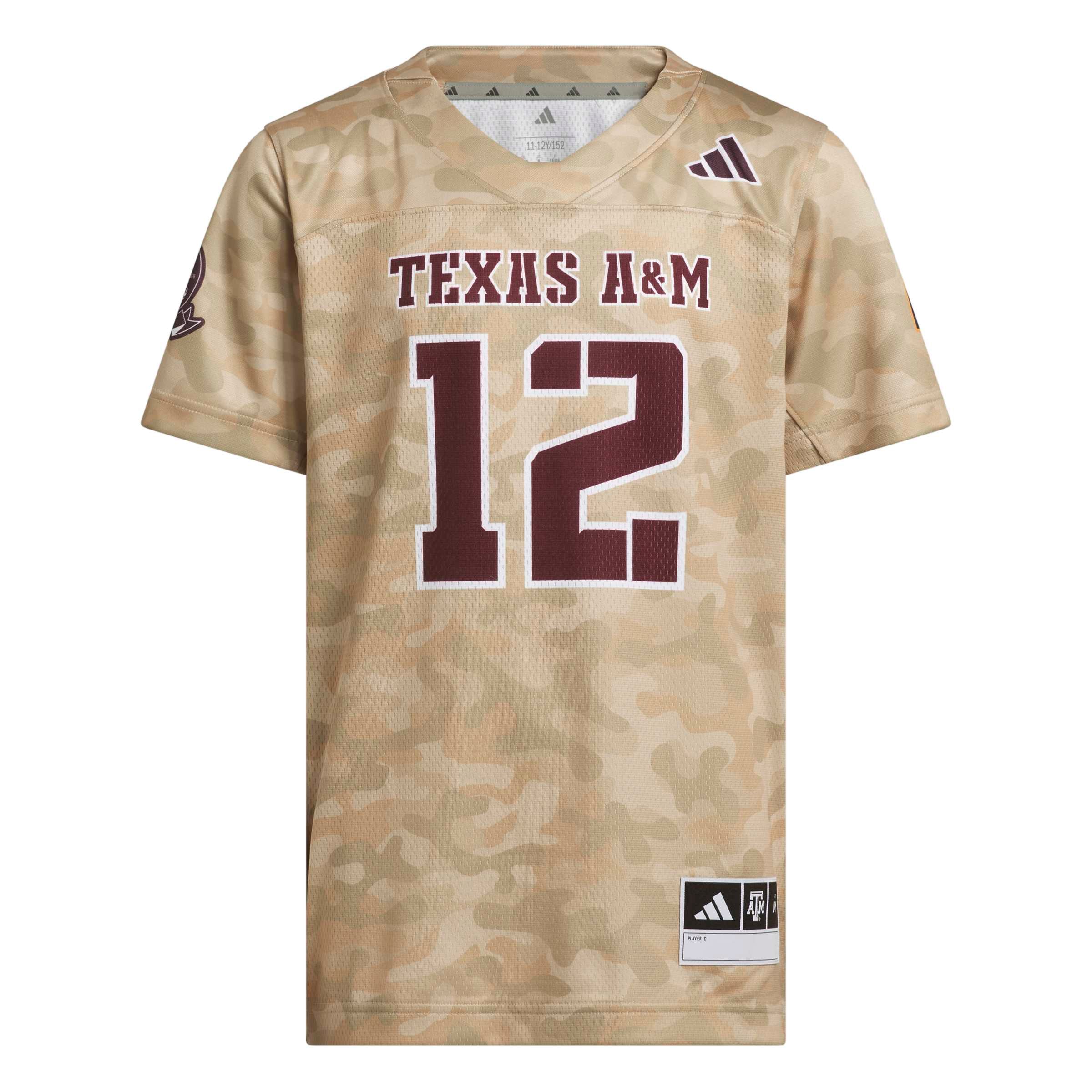 Youth #12 Beige Texas A&M Aggies Honor & Support Strategy Football Jersey