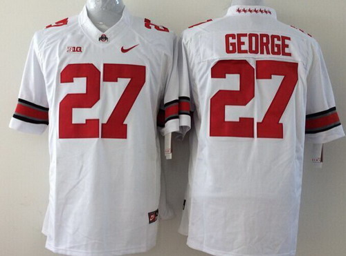 Men's Ohio St Buckeyes White 2014 away jersey Eddie George #27