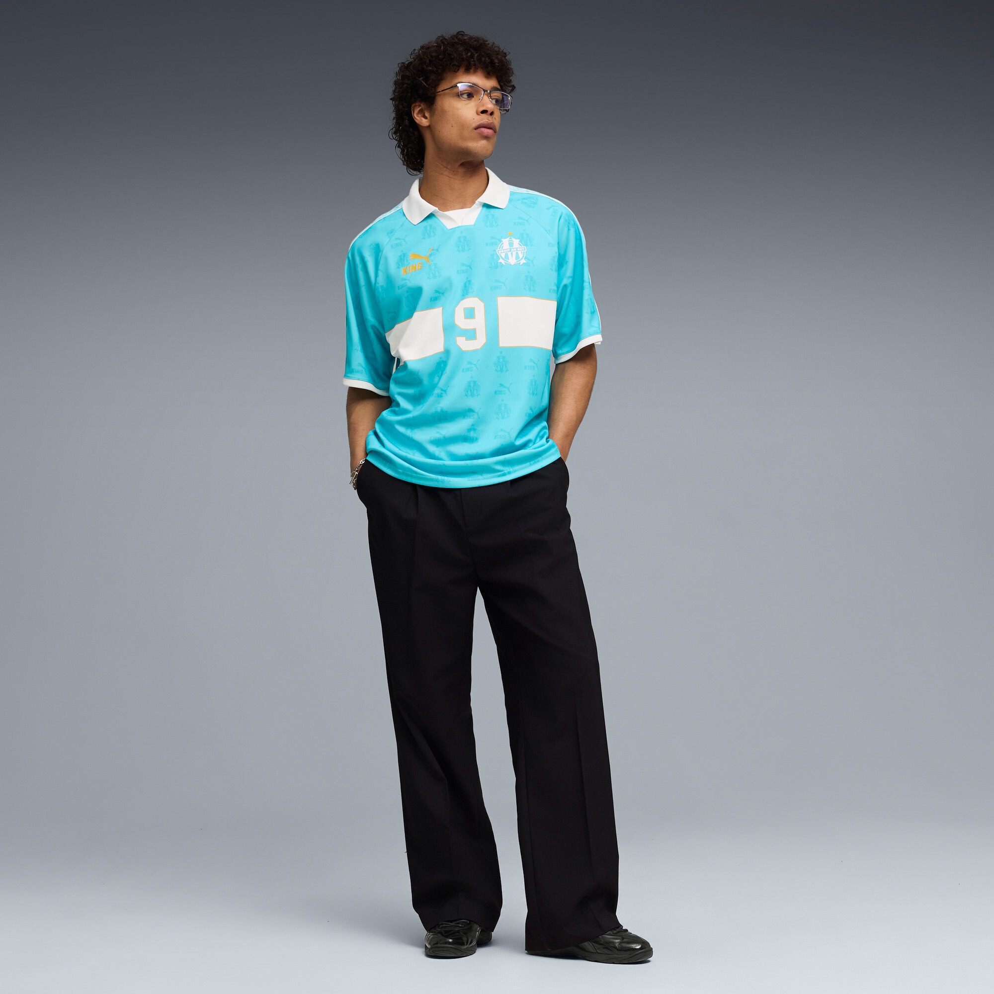 [JED] Olympique Marseille KING Retro Fashion Jersey - Turquoise