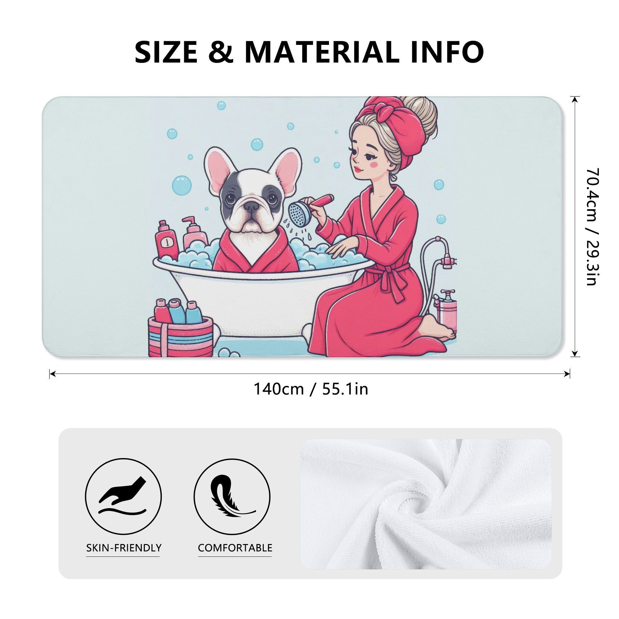 Bulldog Durable Kona - Non-slip Bath Towel Paw Protection