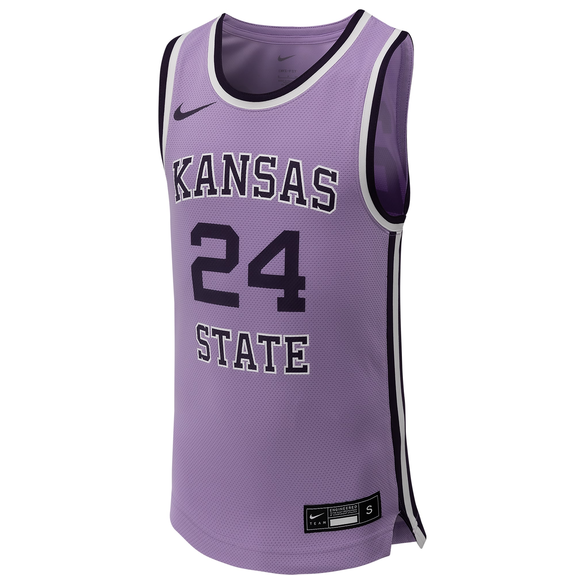 [NJP] Kansas State Wildcats Youth Replica Basketball Jersey - Lavender