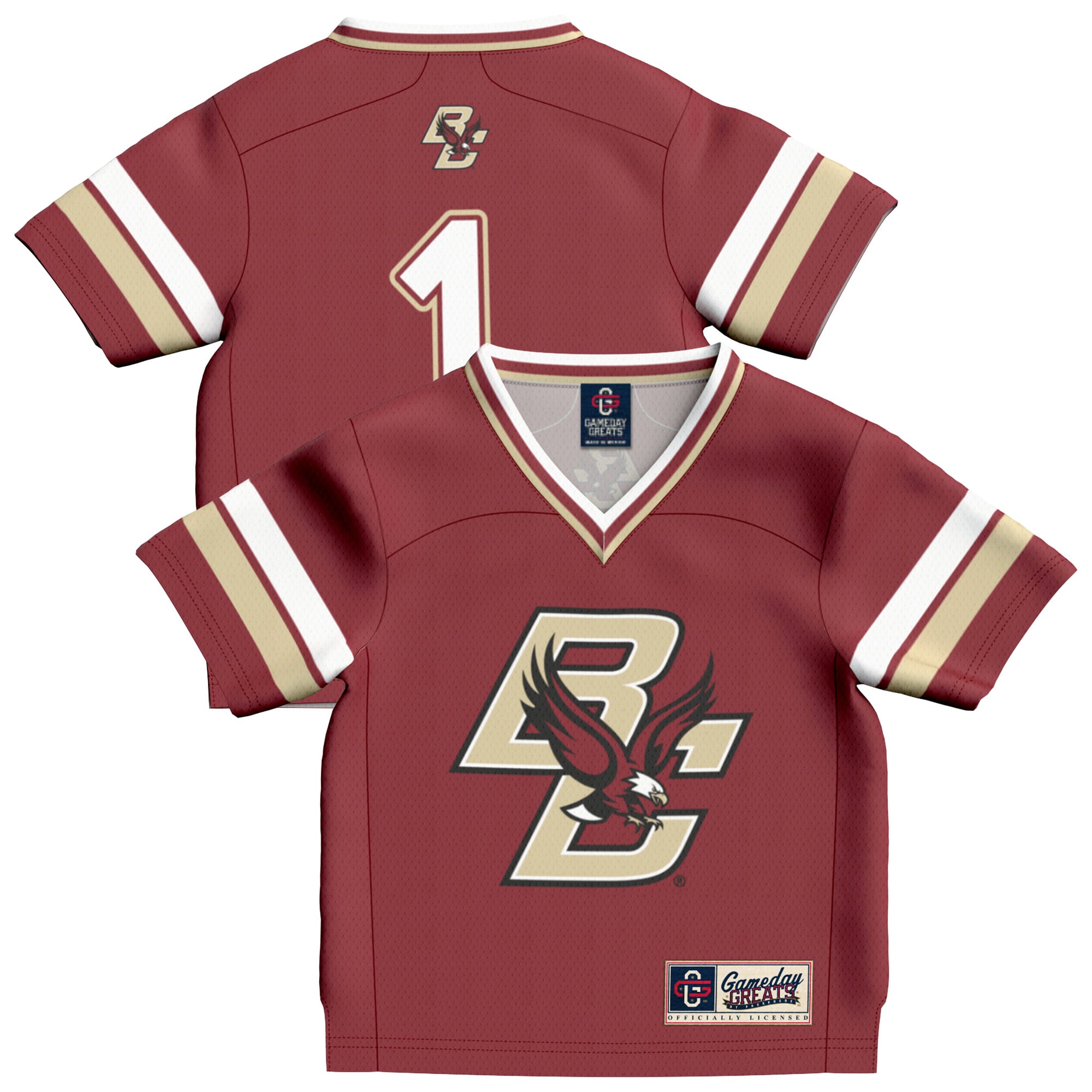 Toddler #1 Maroon Boston College Eagles Collegiate Football Fashion Jersey