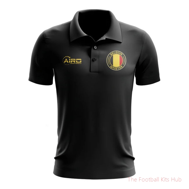 Men Belgium Football Polo Shirt (Black) UEFA Euro
