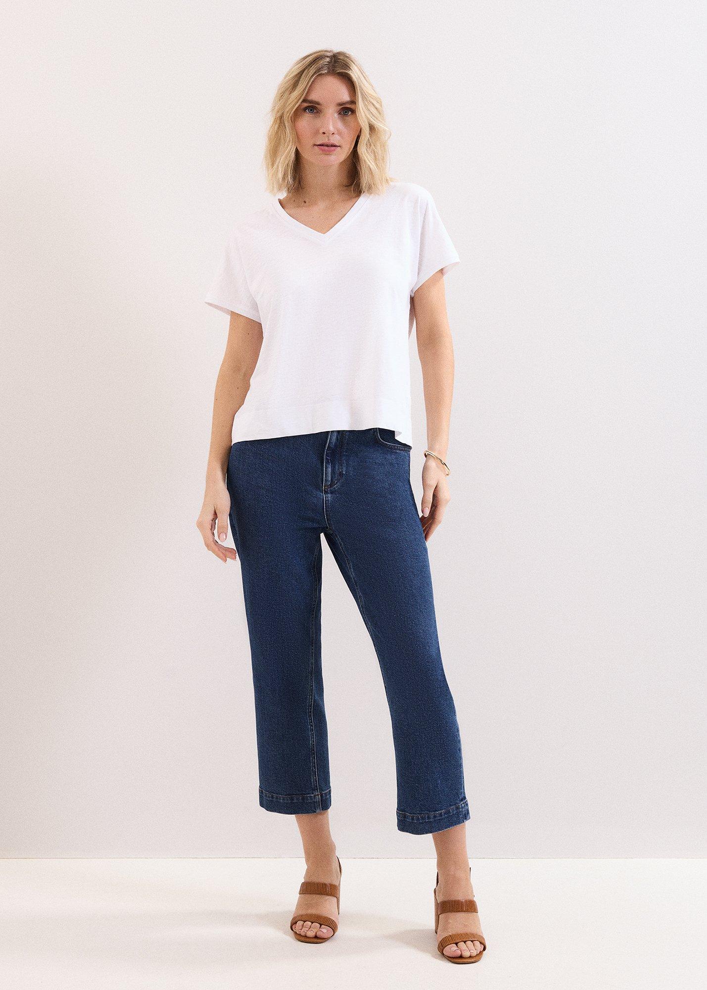 Saphiya Cotton Slub V Neck T-Shirt