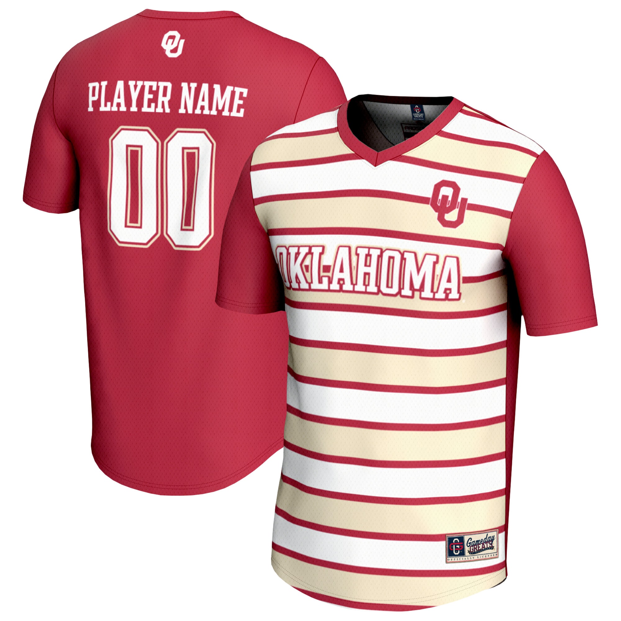 [NJP] Oklahoma Sooners GameDay Greats Youth NIL Pick-A-Player Collegiate Women's Soccer Lightweight Fashion Jersey - Crimson/Cream