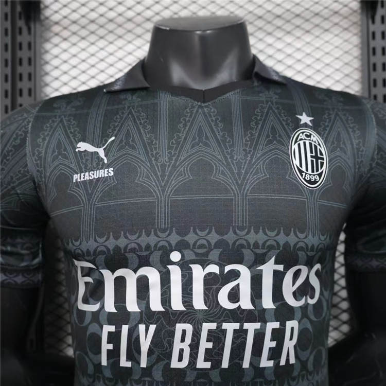 Genuine Breathable AC Milan 2425 Black Shirt Authentic Version