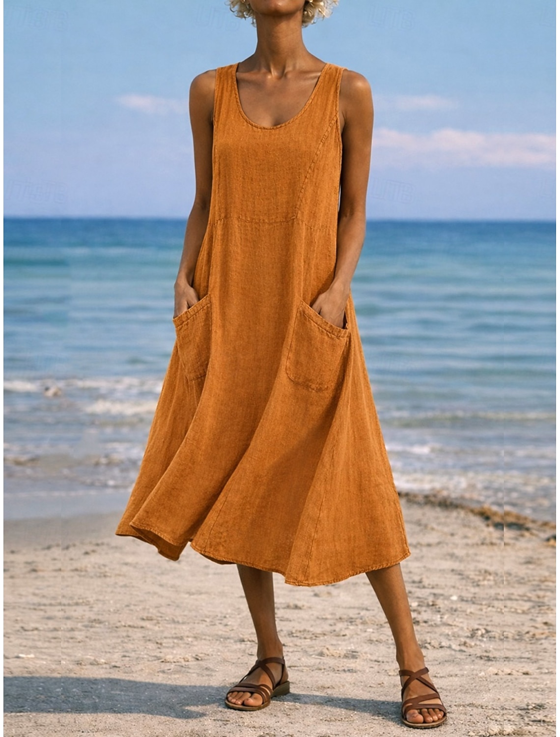 Women's Maxi Dress Shift Dress Sundress Casual Daily Loose Fit Plain Sleeveless Crew Neck Blue Black White Light Green Summer Spring Fall