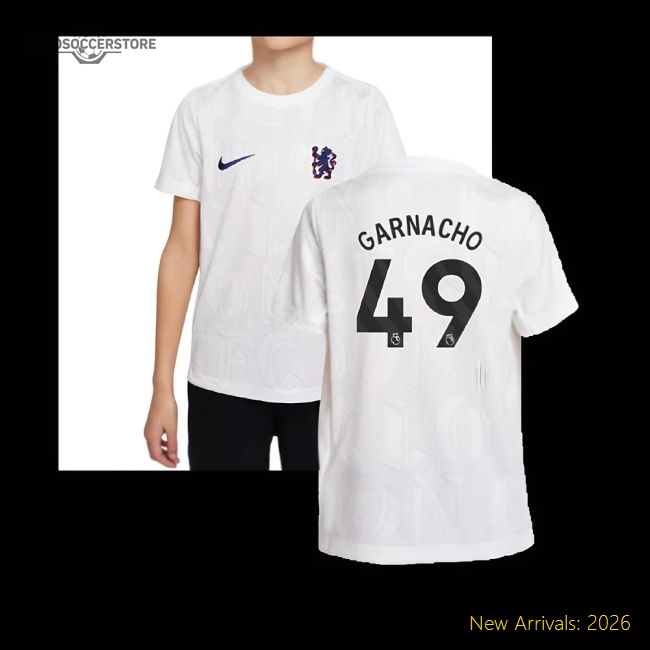 2025-2026 Chelsea Pre-Match Shirt (White) - Kids (Garnacho 49)