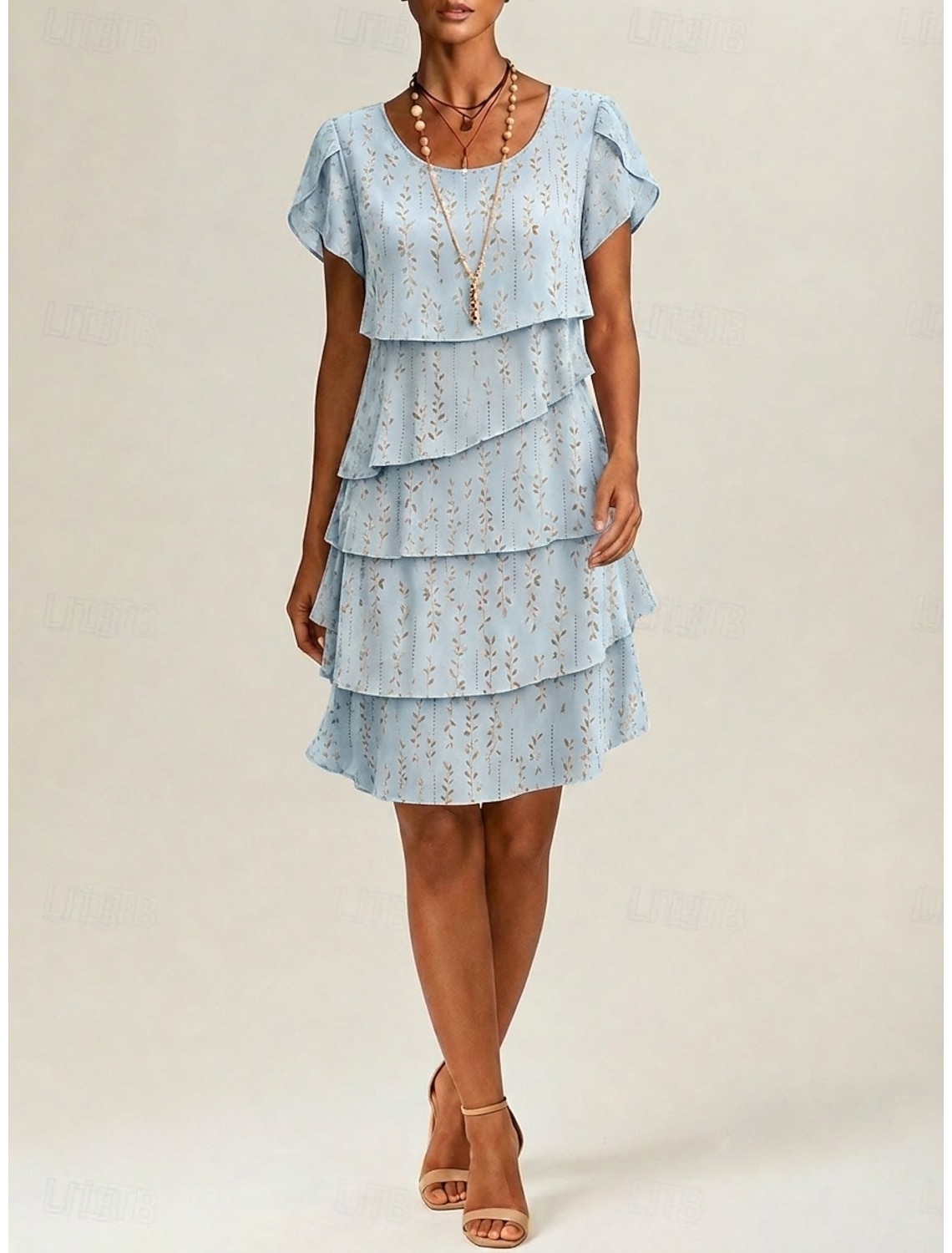 Women's Knee Length Dress Chiffon Dress Floral Dress Elegant Fashion Modern Vacation Party Weekend Regular Fit Floral Short Sleeve Crew Neck Blue Yellow Pink Purple Summer Spring