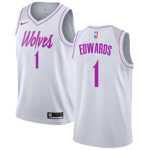 Nike Minnesota Timberwolves #1 Anthony Edwards White NBA Swingman Earned Edition Jersey Mens