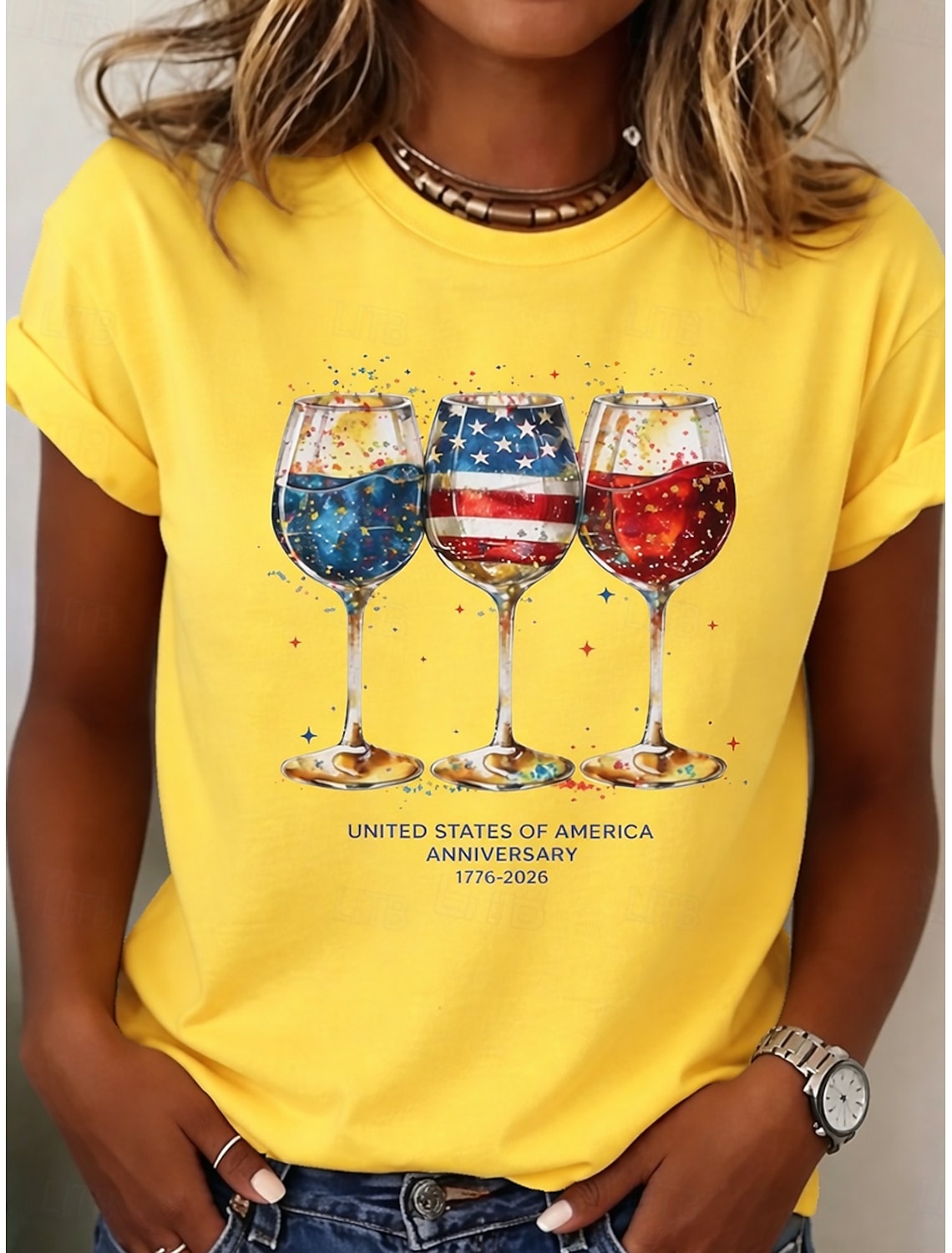 American Independence Day Women's T Shirt Print Graphic Plants Vintage Stylish Classic Short Sleeve Crew Neck Regular Tops Casual Daily Blue Brown Green Summer Spring PEACE